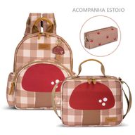 Kit-com-2-Bolsas---Mochila-Kids---Lancheira-Kids---Cogumelos-Caramelo---Masterbag